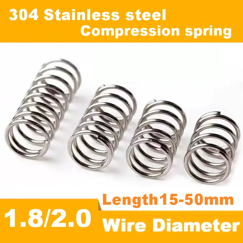

304 stainless steel compression spring,Shock-absorbing compression spring WireDia1.8/2.0mm,Length15-50mm