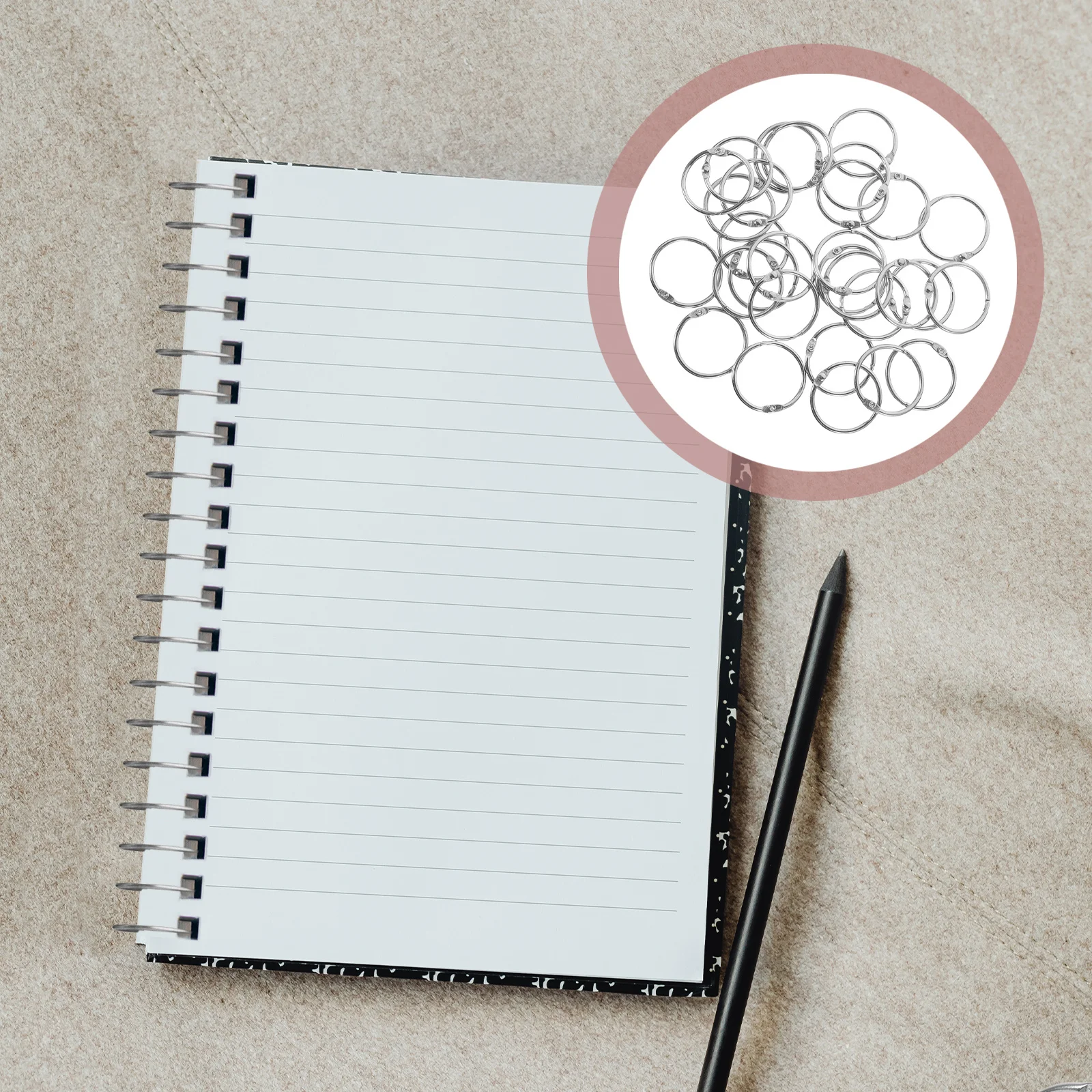 50Pcs Loose Leaf Rings Metal Binder Rings Compact Convenient Clasps for Notebooks Study Cards Classroom Office