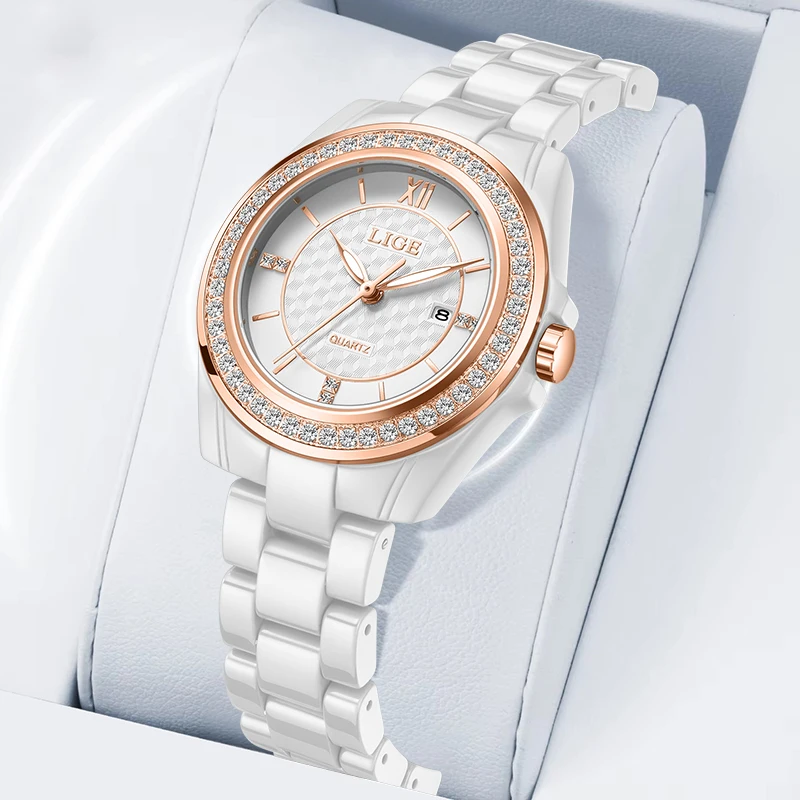 LIGE Elegant Classic Woman Watch Luxury Fashion Date Waterproof Luminous Ladies Quartz Women's Wristwatch Gift Daily Commute+Box