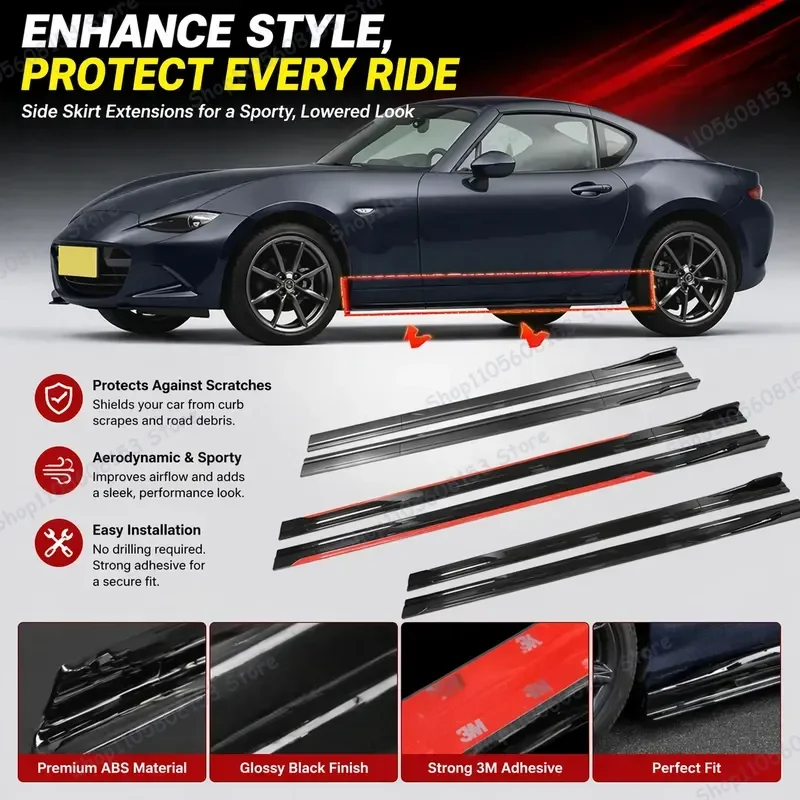 For Mazda MX5 2M For Mazda Miata NA NB NC ND For Car Side Skirt Extension Lip Kit Bumper Trim Racing Spoiler Aerodynamic Body