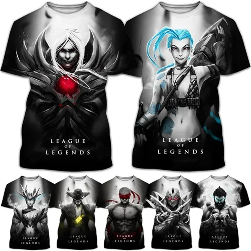 New Dark Style 3D Men\'s Printed T-shirt Game League Of Legends T-shirt Yasuo Gavin Pattern Men\'s Women\'s LOL Short Tops Tshirt