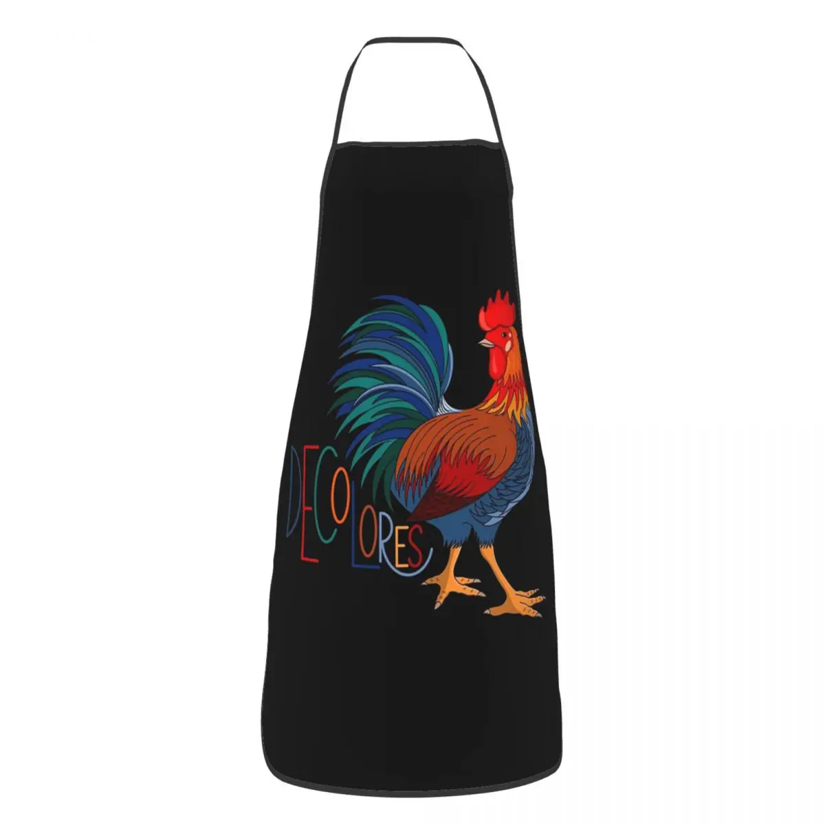 DeColores Cursillo Rooster On Black Aprons Chef Cooking Cuisine Tablier Waterproof Bib Kitchen Cleaning Pinafore for Women Men