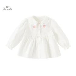 Dave Bella Children's Shirt Clothes 2024 New Autumn Girls' Baby Blouse Cute Sweet Pure Cotton Top DB3241412