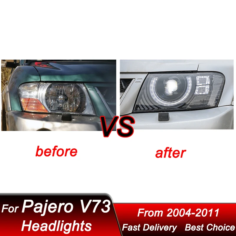 Car styling Headlights For Mitsubishi Pajero V73 V75 V61 2000-2011 Defender style led Upgrade Projector Lens Accessories Kit