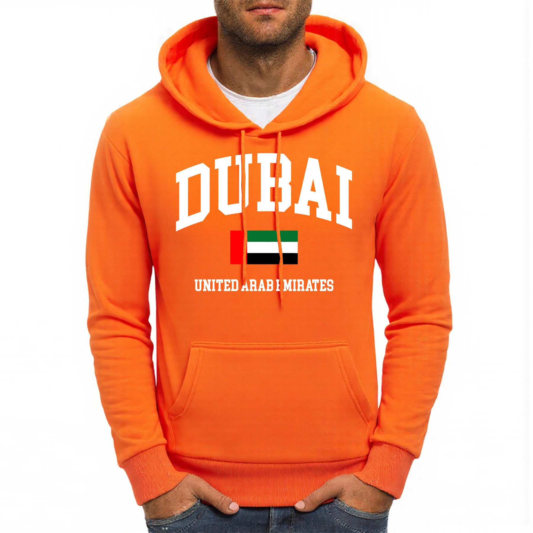 Dubai United Arab Emirates Printing Men Hoody Hip Hop Pocket Casual Hoodies Autumn All-Match Clothes Fleece Loose Hoodie