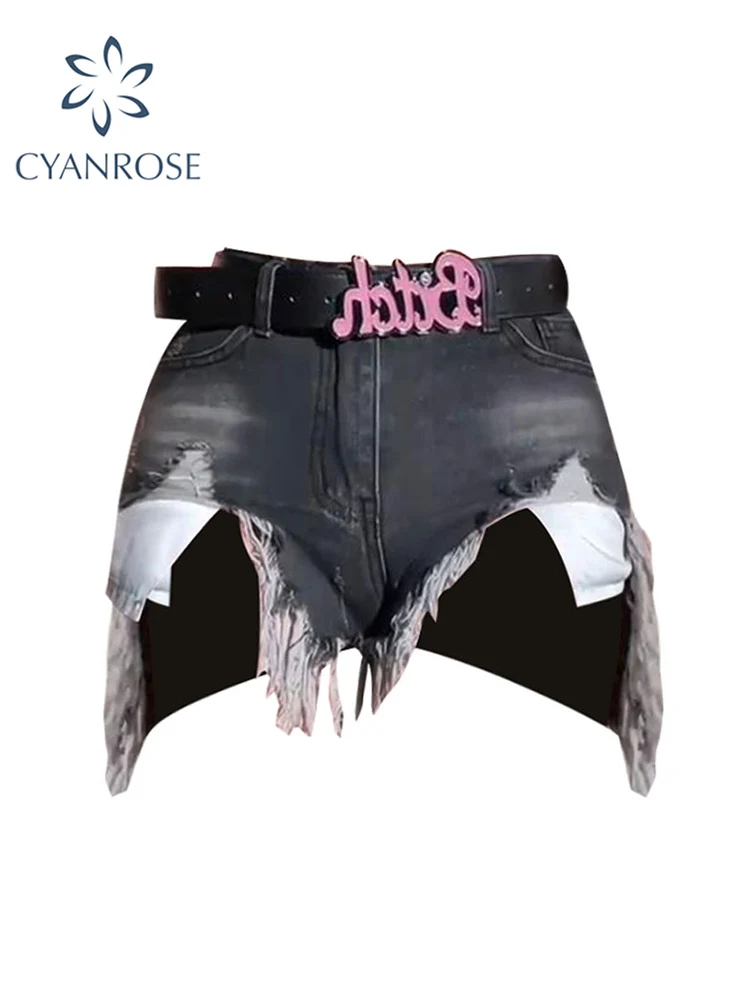 

Summer Tassel Ripped Denim Shorts Femme High Waist Y2k Casual Bottoms For Ladies Denim Pants Women Clothing Fashion Short Jeans