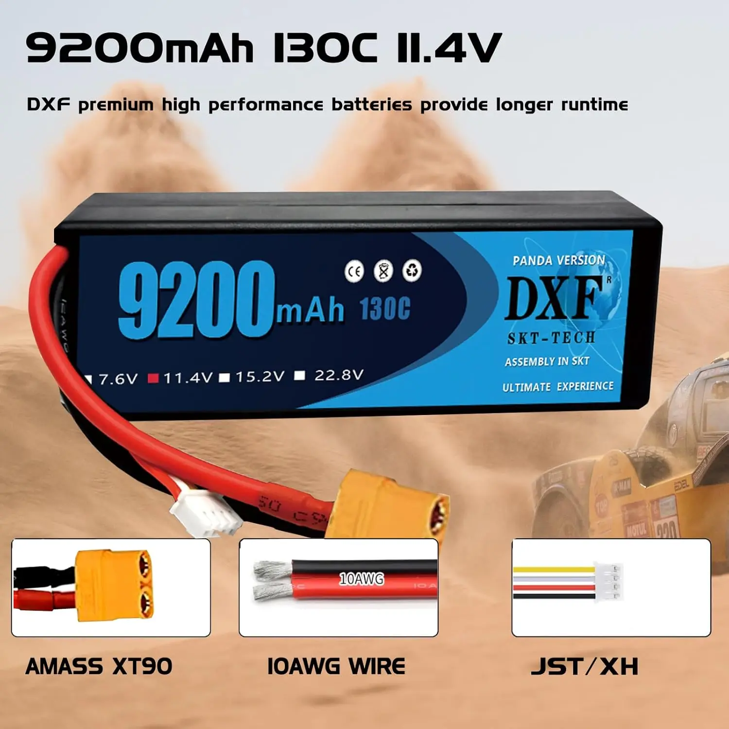 DXF 3S Lipo Battery 9200mAh 11.4V 130C HV with XT90 EC5 Hardcase for 1/8 Buggy Truggy Offroad Car Boat Truck Airplane UAV RACIN