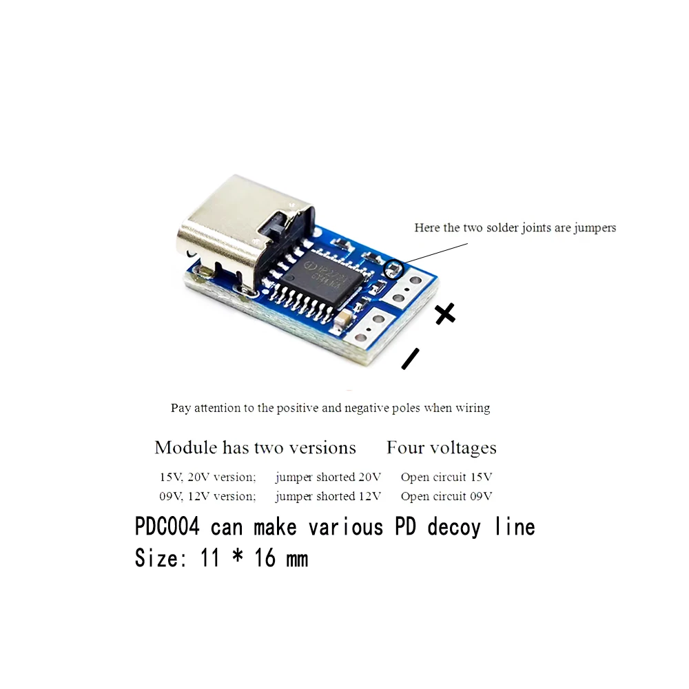 Type-C PD Decoy Module PD23.0 To DC DC Trigger Extension Cable QC4 Charger 9V 12V 15V 20V PDC004-PD Best Quality All Check