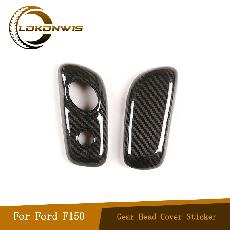 Car Real Carbon Fiber Gear Panel Lever Head Cover Sticker For Ford F150 Raptor 2009-2014 Interior Decoration Styling Accessories