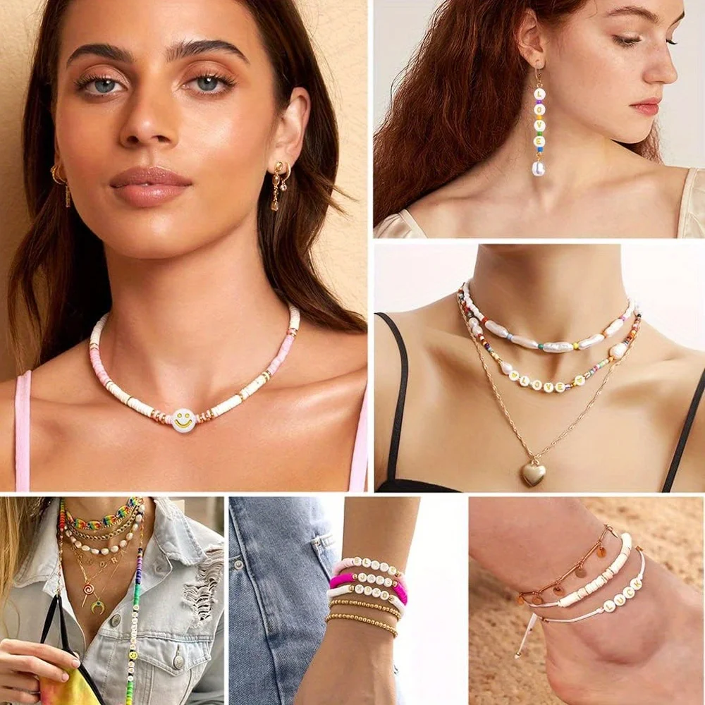 199/499/999 قطعة خرز حرف دائري من الأكريليك ، إكسسوارات تزيين المجوهرات ذاتية الصنع ، عيد الحب ، عيد الميلاد ، هدايا عيد الشكر