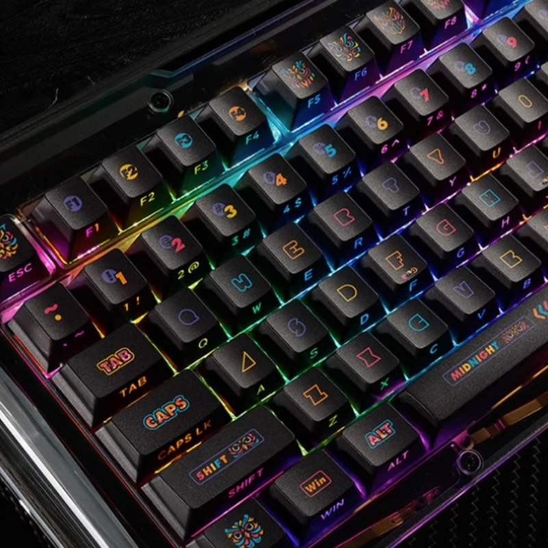 Imagem -05 - Lado Gravado Escuro Noite Tema Keycaps Teclado Mecânico Transparente Original Pbt Sublimação Térmica Personalizado 130key