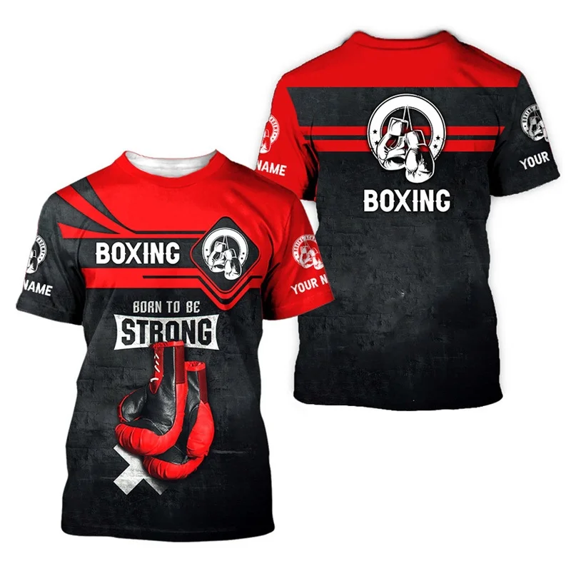 3D Printed Boxing Combat Sports T Shirt For Men Customized Pattern Tee Shirts Summer Street Loose Short Sleeve O-Neck T-shirts