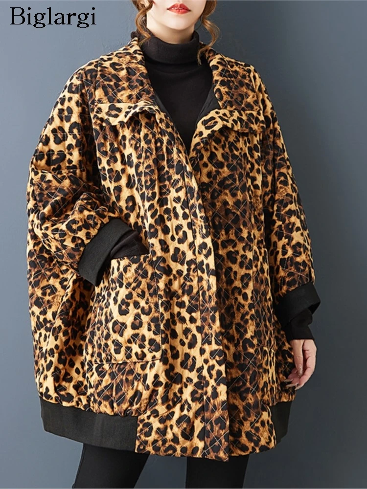 

Oversized Spring Fall New Coat Women Leopard Print Fashion Casual Loose Ladies Long Sleeve Woman Shirts Coats