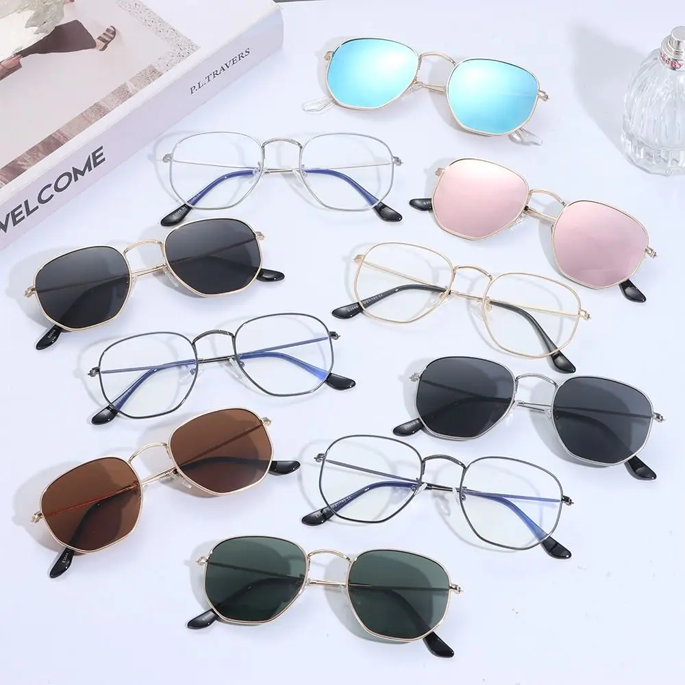 

Women & Men Shades UV Protection Sun Glasses Metal Hexagon Sunglasses Polarized