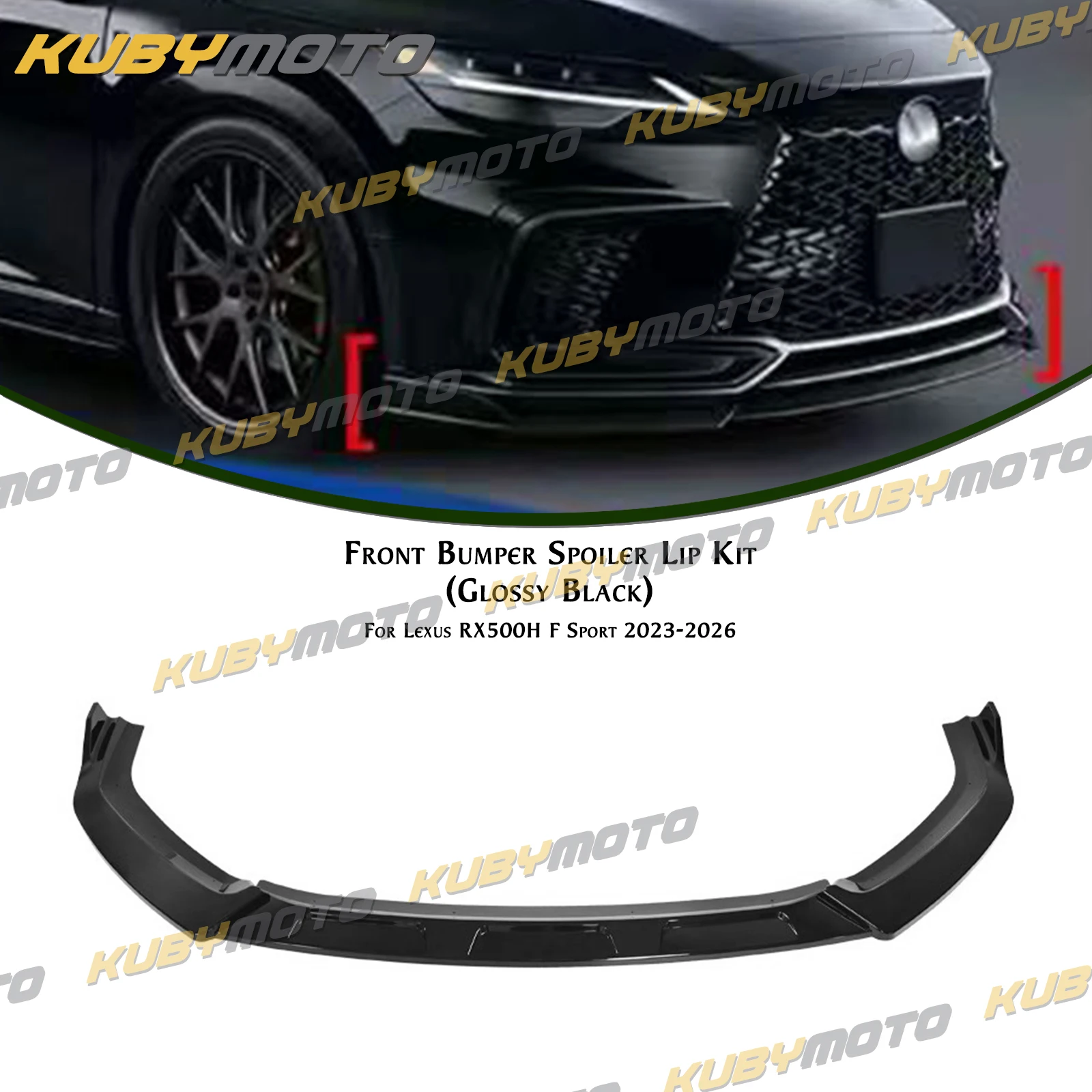 3PCS Front Bumper Spoiler Lip Lower Splitter Protector Blade For Lexus RX500H F Sport 2023-2026