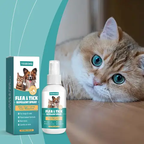 50ML 예그봉 반려동물 외부 구충제 스프레이, 고양이와 개에게 적합, 일상적인 벼룩 제거 및 외부 구충 청소 스프레이