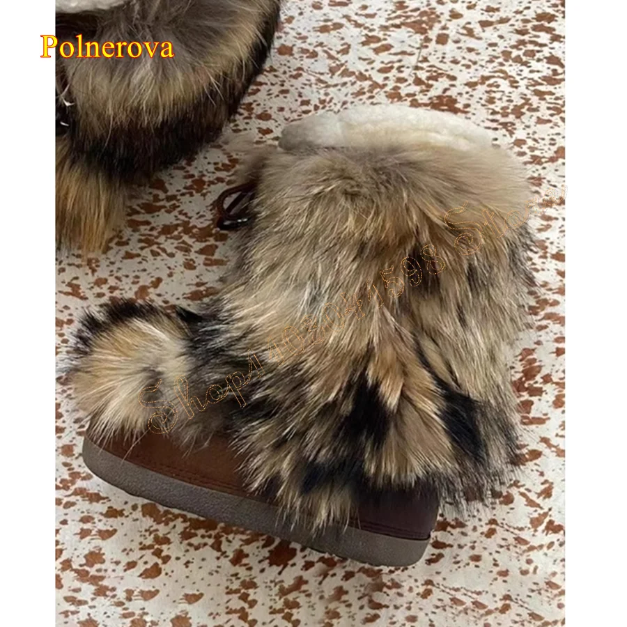 Winter Furry Lace Up Short Boots,Warm Lambswool Women's Boots Round Toe Low Heel Boots Plus Size 2023 New Zapatos Para Mujere