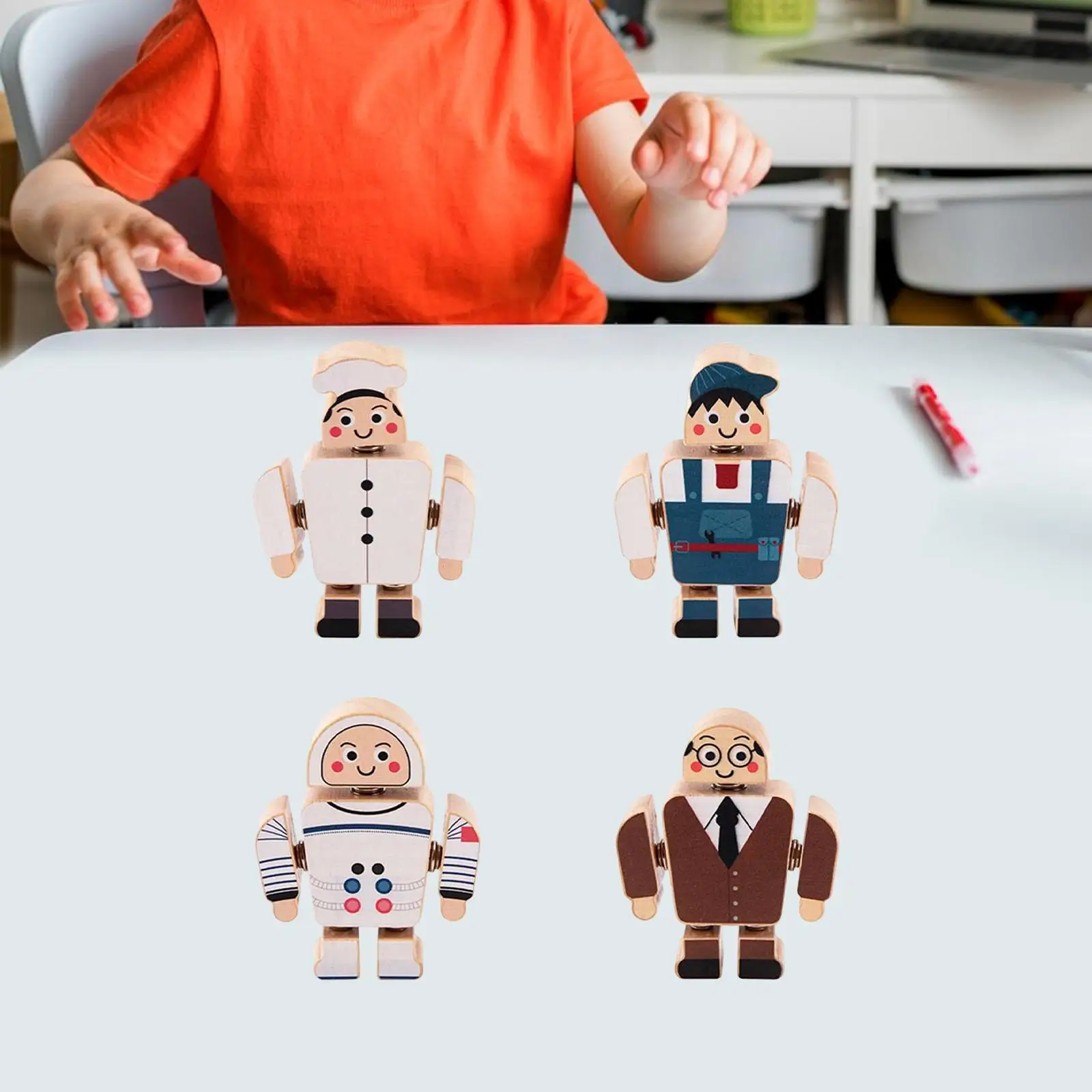 

4 шт. деревянные строительные блоки, обучающая игрушка, мелкая моторика, мини-фигурки людей, игрушки для дошкольников