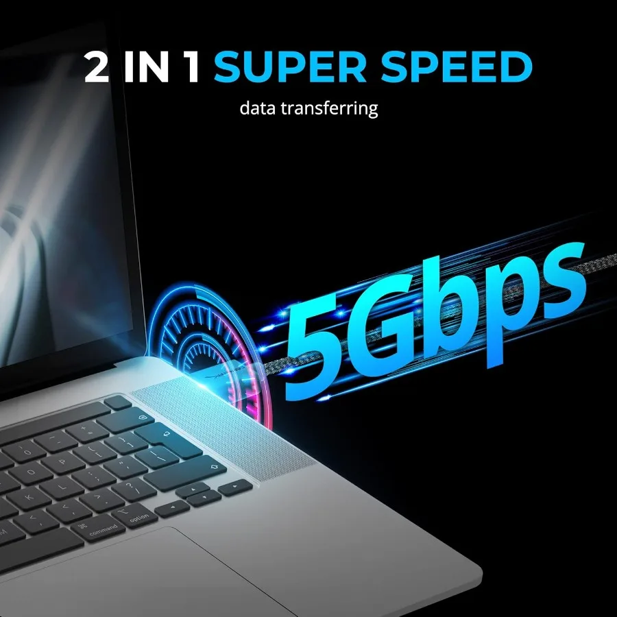 SABRENT [3 عبوات 22AWG Premium 6ft USBC إلى USB A 3.0 كابلات المزامنة والشحن [أسود] CBC3X6