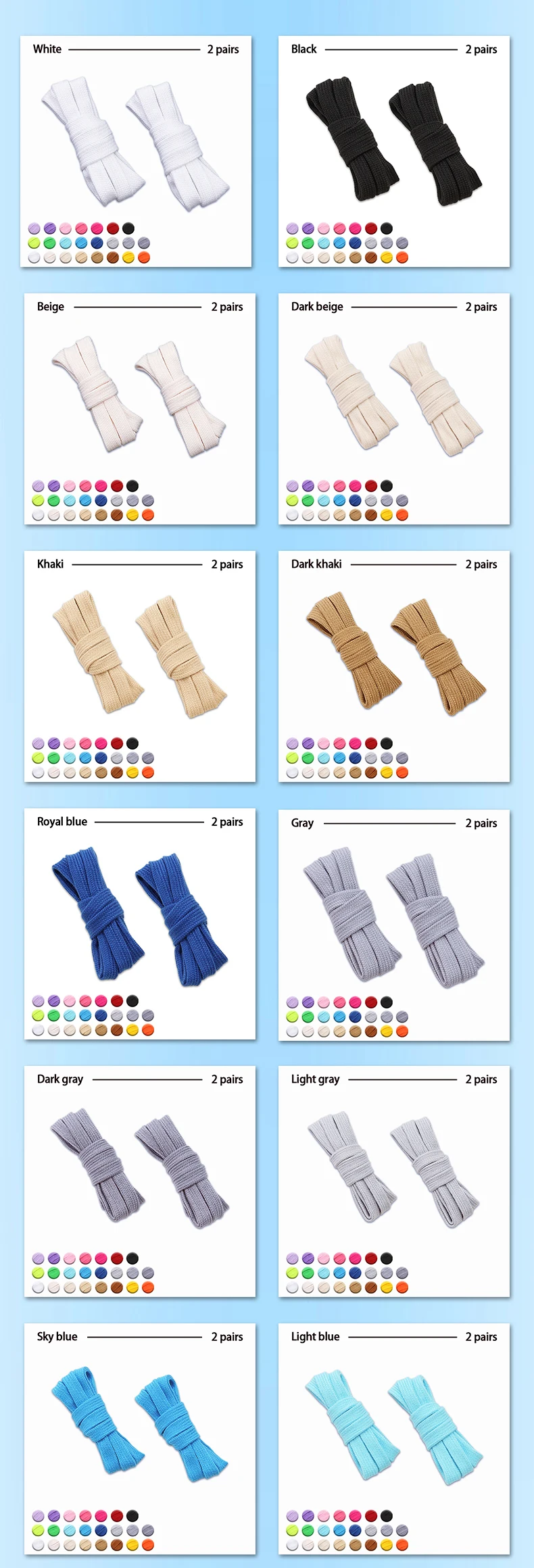 Neue flache 8-mm-Schnürsenkel im klassischen Stil für Sneaker, farbige Schnürsenkel für Sportschuhe und Stiefel, Schnürsenkel-Zubehör für Damen und Herren, 2 Paar/3 Paar. – Detail 9
