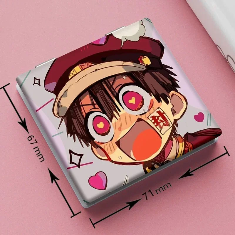 7x6cm Toiletgebonden Hanako-kun Opvouwbare dubbelzijdige make-upspiegel Draagbare reizen Anime Leuke meisjes Kinderen Vergrootglas Vierkant