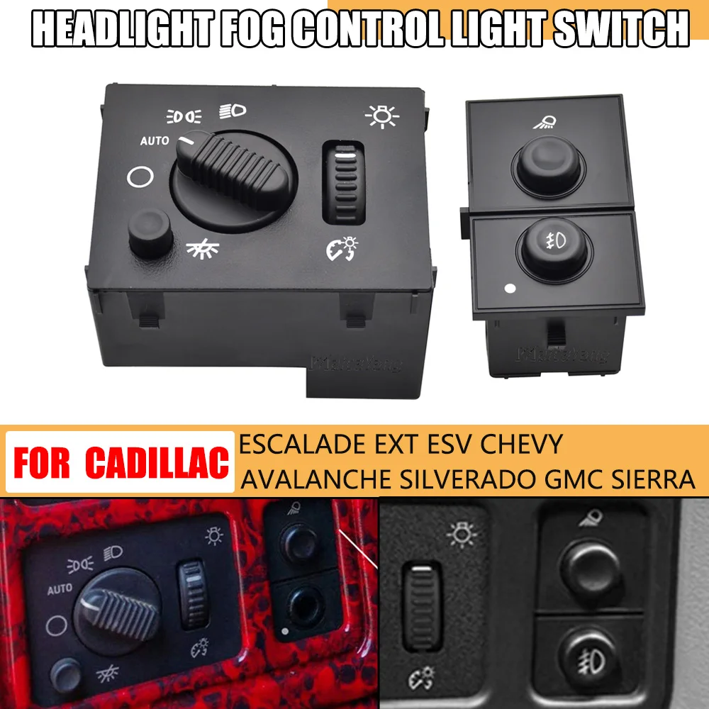 New Headlight Fog Lamp Control Light Button Switch For Cadillac Escalade EXT ESV Chevy Avalanche Silverado GMC Sierra 15143597