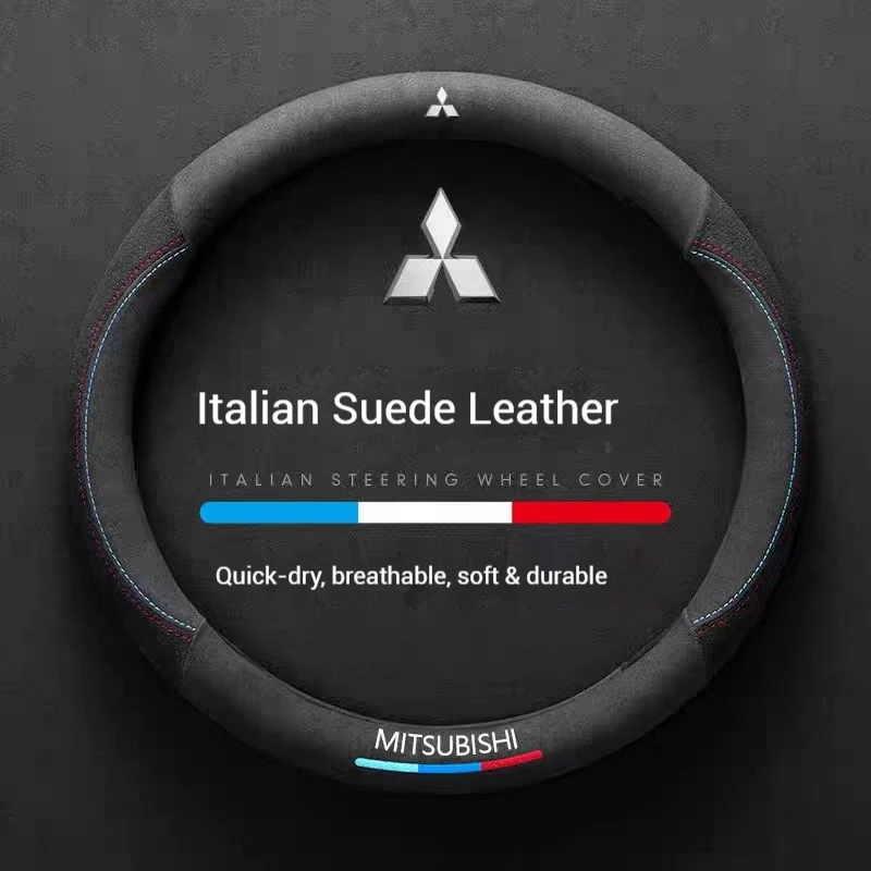 

Car Suede Anti-slip Leather Steering Wheel Cover For Mitsubishi Outlander Triton Colt Lancer EX Evolution X Pajero L200 ASX