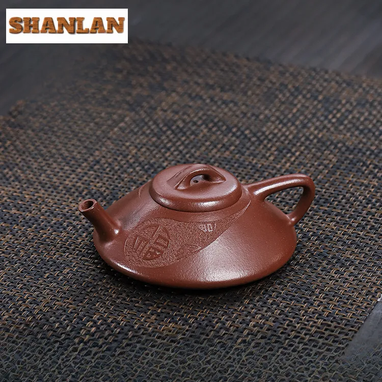 200ml Traditional Yixing Purple Clay Teapot Master Handmade Stone Scoop Pot Raw Ore Purple Mud Kettle With Strainer Zisha Teaset