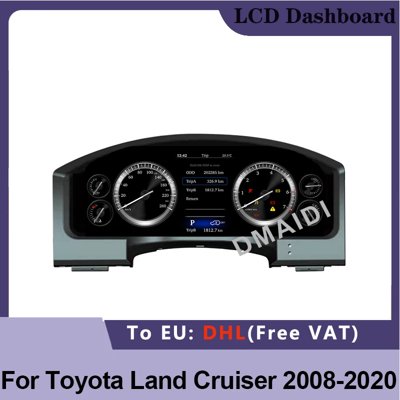 12.3 Inch Digital Dashboard Car Instrument Cluster For Toyota Land Cruiser 2008-2020 LCD Display Cockpit Linux system