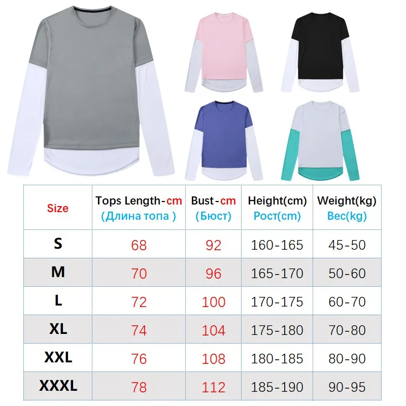 Patchwork Men Long Sleeve Quick Dry Sport Breathable Gym Workout Pullover Thin Mesh Running New Fashion Casual Shirts