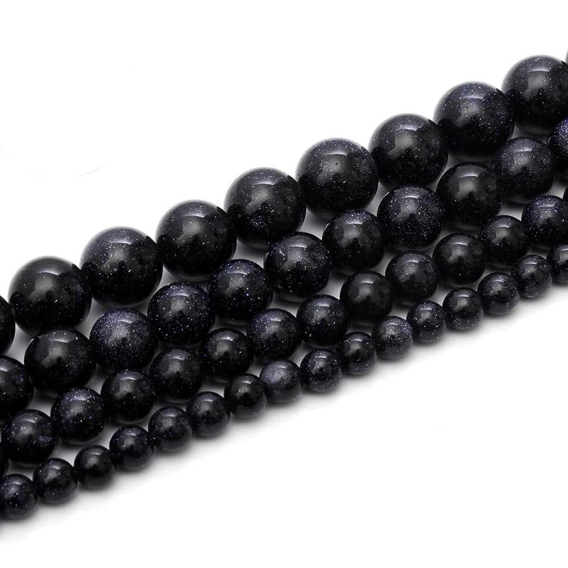 

Бусины из натурального синего песочного камня для ювелирных изделий своими руками, 5 нитей в упаковке, 4 мм-12 мм, свободные бусины