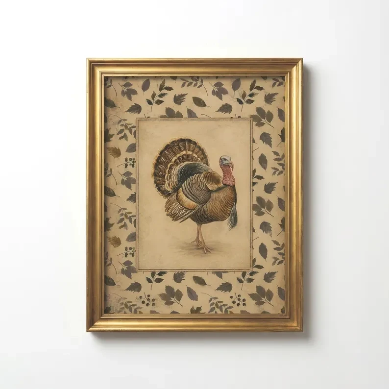 Vintage Turkey Thanksgiving Wall Art Print Canvas Painting Poster Picture For Living Room,Bedroom Home Decor