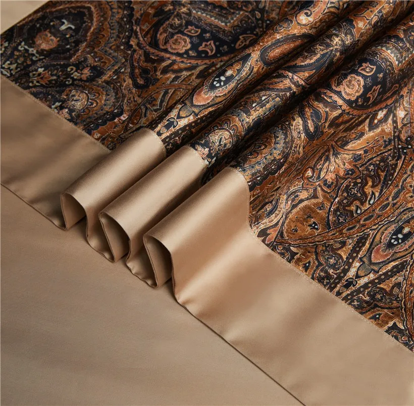Vintage Bruin Chocolade Boho Dekbedovertrek Set Koningin Koning 4Pcs Luxe 1000TC Egyptisch Katoen Zacht Beddengoed Laken Kussenslopen