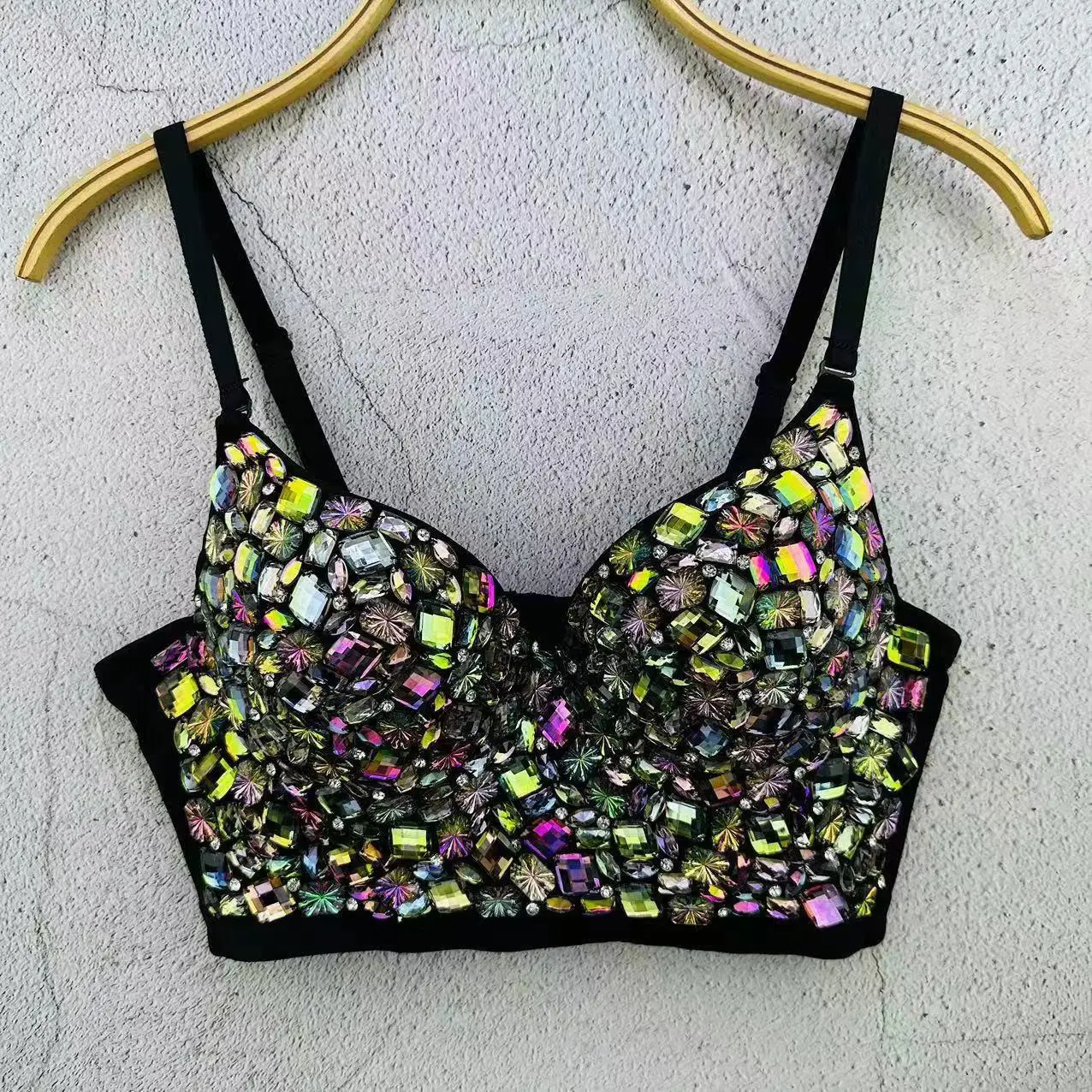 

Acrylic Diamond ort Dance Top with Small Strap Vest Slimming Effect Hot Summer Women's Faion Cotton Blend