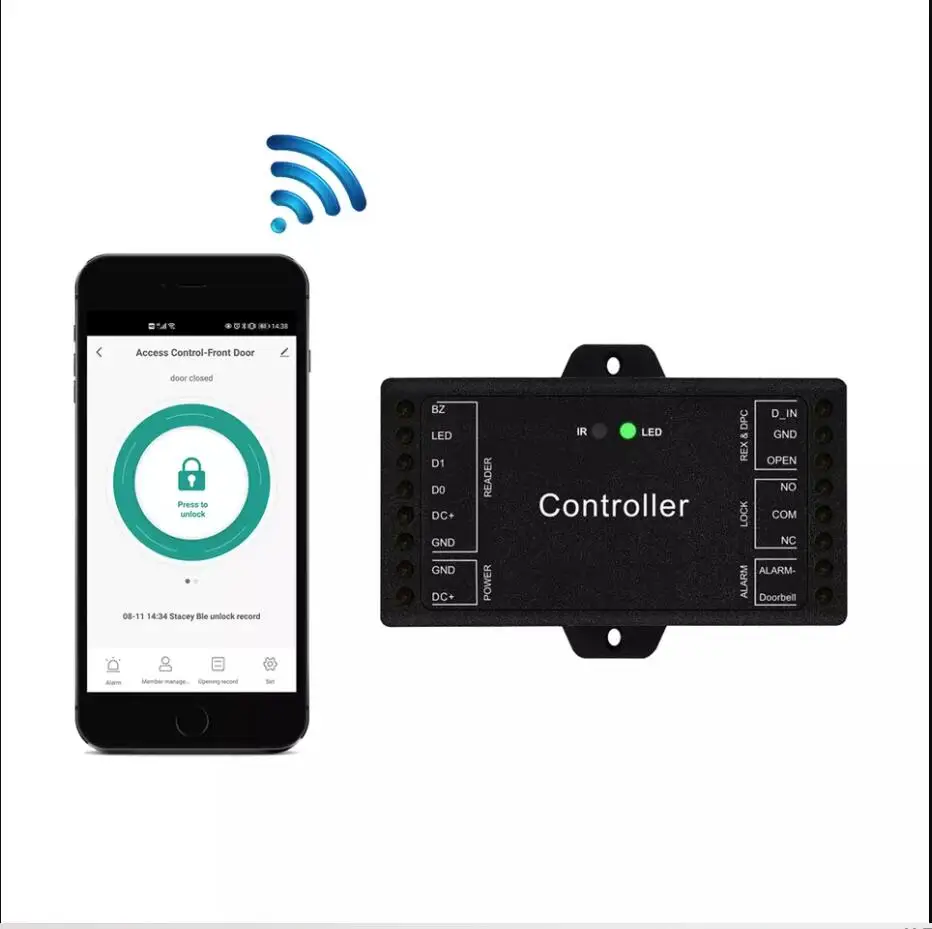 Imagem -02 - Mini Painel de Controle de Acesso Rfid Porta Única Wifi Tuya Sboard App Controle Remoto Wiegand 26 44 Bit Input Suporte Master Card