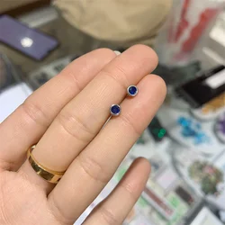 YULEM 925 Sterling Silver Studs 3mm Real Natural Sapphire for Women Daily Wear Stud Earrings