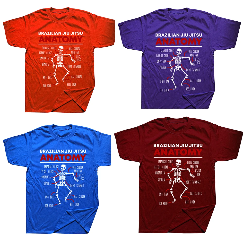 Brazilian Jiu Jitsu Anatomy Skeleton Funny Martial Arts T Shirts Graphic Streetwear Short Sleeve Harajuku Hip Hop T-shirt