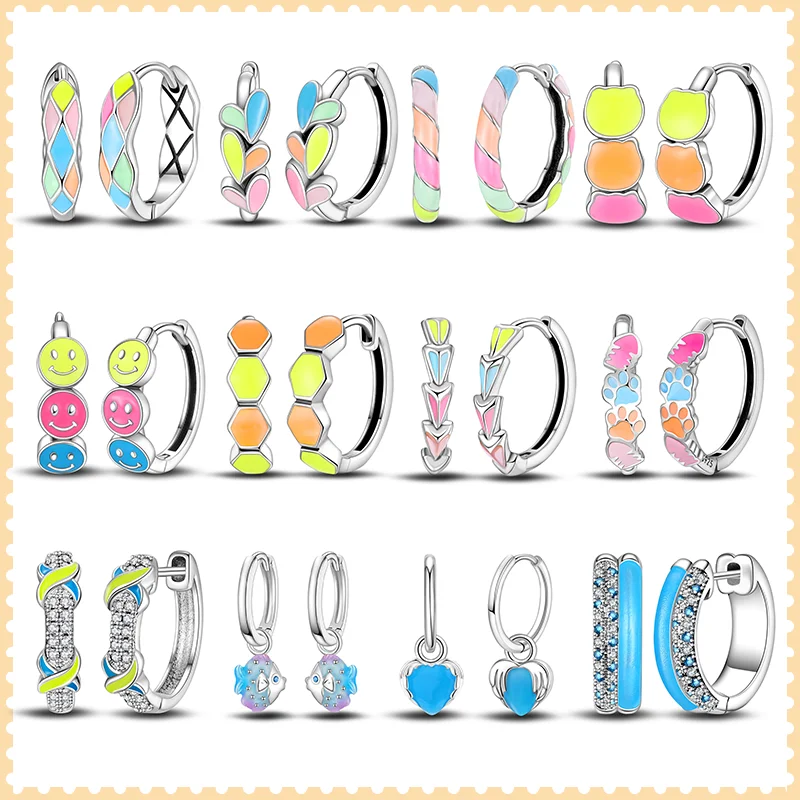 

925 Sterling Silver Fashion Heart Shape Cat Claw Glowing Colorful Zircon Earrings Women's Party Holiday Exquisite Jewelry Gift