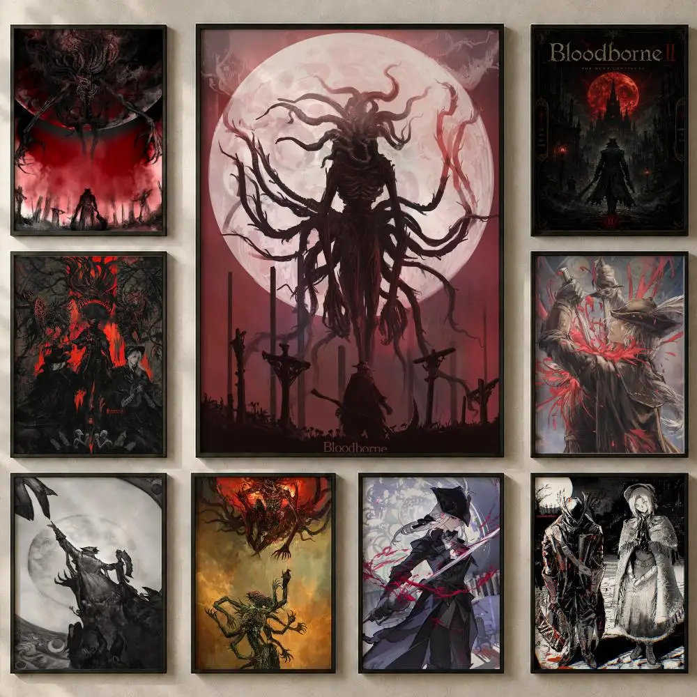 Game B-BloodborneS Poster Art  Self-Adhesive No Glue Residue Wall Sticker for Home Office Nursery
