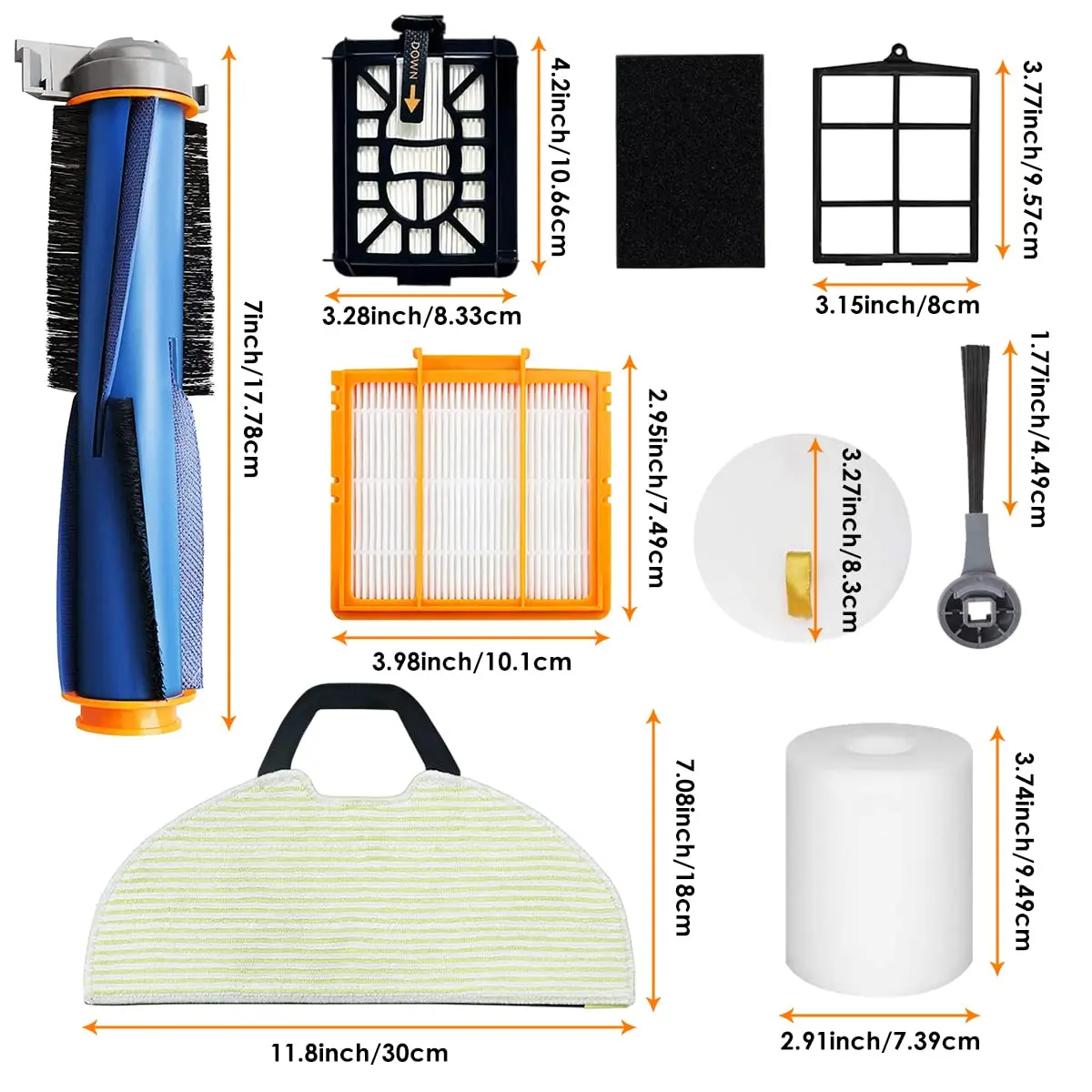 Piezas de tela de mopa para Robot aspirador Shark RV2610WA, RV2610WD, AV2610WA, RV2600WDEU, cepillo lateral principal, prefiltro de espuma Hepa