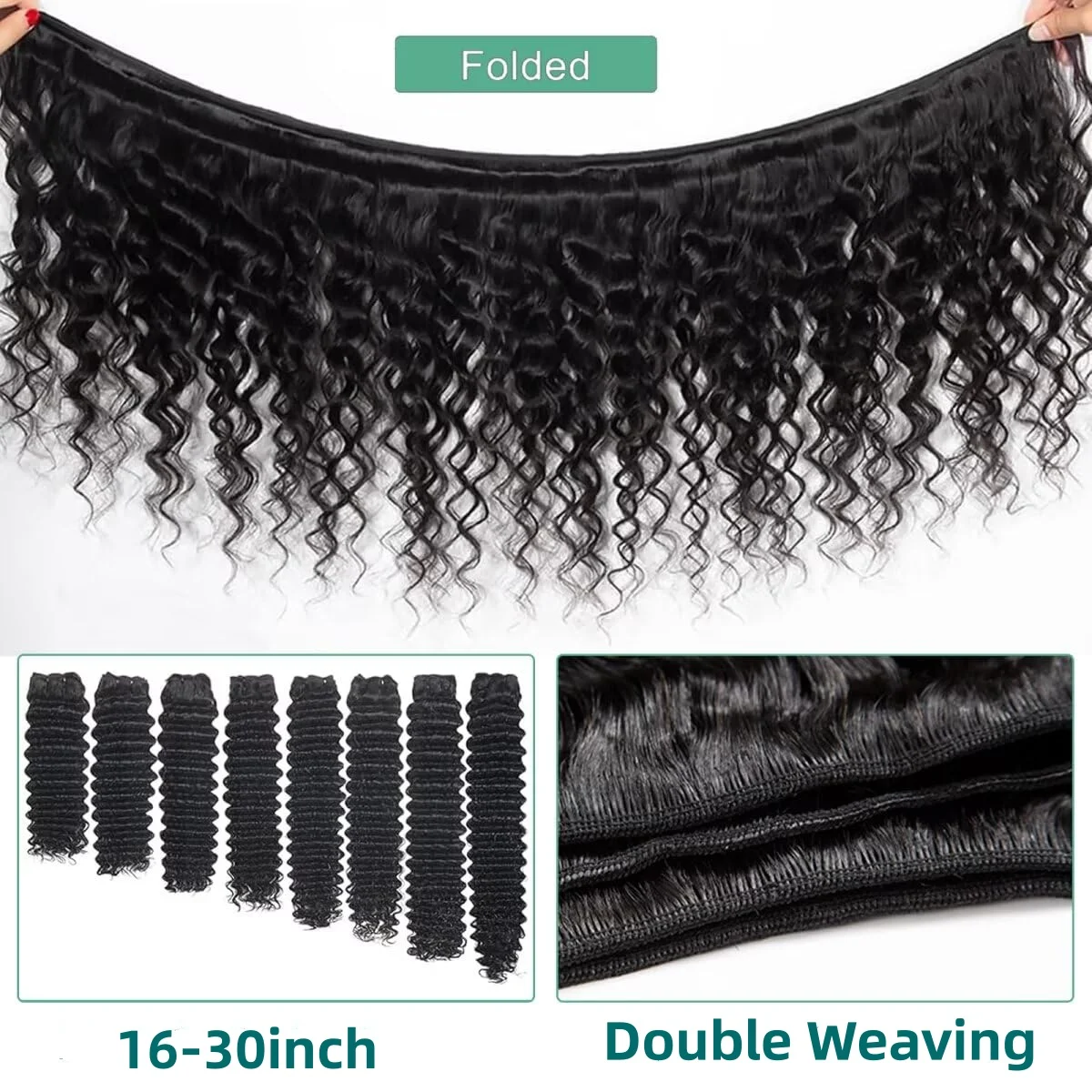 Burmesische lockige Haarbündel, 100 % Echthaar, super doppelt gezogen, tiefe Welle, vietnamesisches Rohhaar, Wasserwellen-Haarverlängerungen