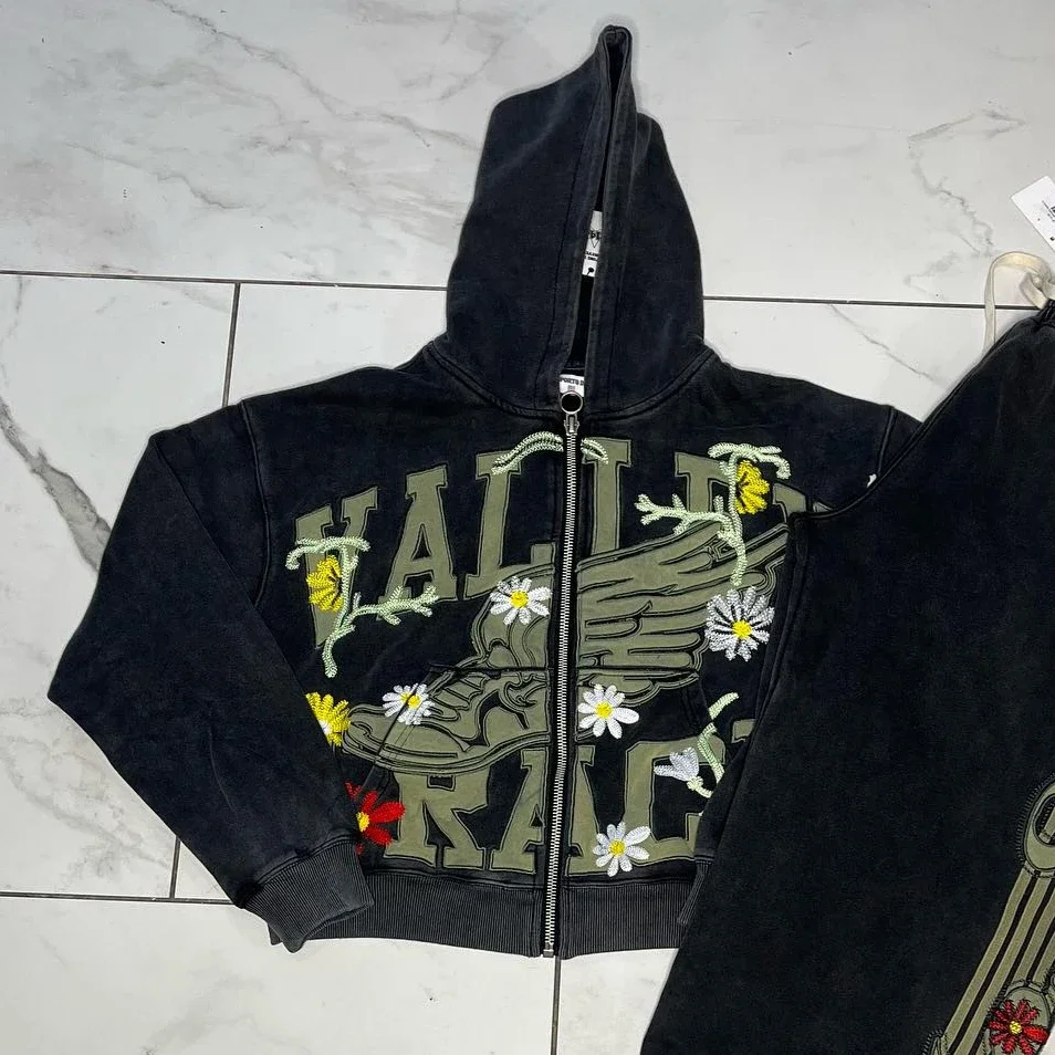 سترة بغطاء للرأس مطبوعة بنمط حروف بسحاب أمريكي Y2K ملابس رياضية للشارع كاجوال ريترو سوبر داليان هوديي ملابس رياضية للرجال