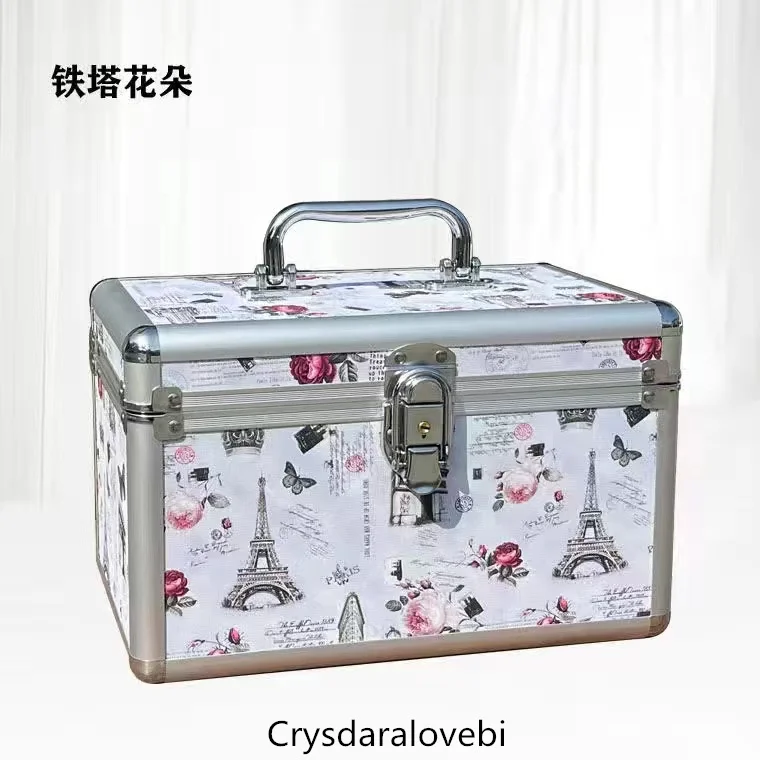 Women Professional Aluminum Makeup Case Portable Travel Jewelry Train Case Cosmetic Organizer Case Box With Mirror Beauty Case