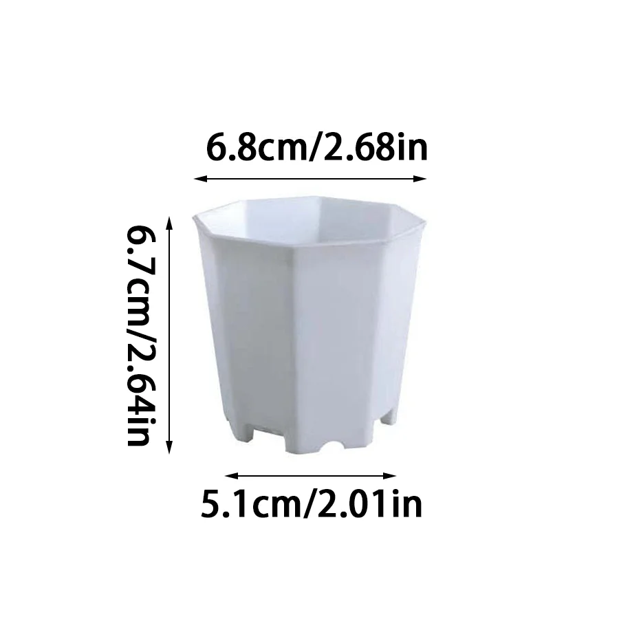 8/12/27pcs Octagon Mini Plant Pots Lightweight White Plastic Planters for Succulent Cactus Window Sill Office Table Display XJM