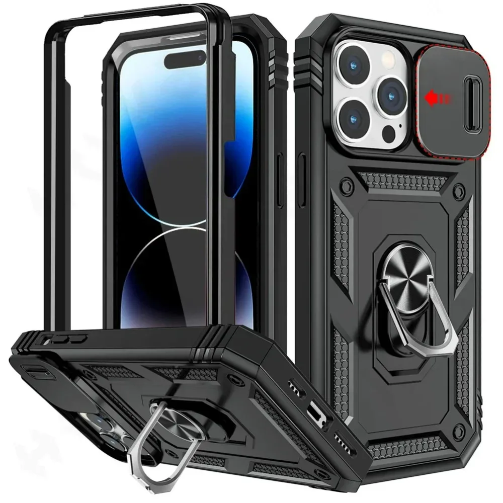 

Case for IPhone 17 16 15 14 13 12 11 Pro Max Max X XS Case Heavy Duty with Camera 360 Degree Rotate Kickstand Shockproof Cover