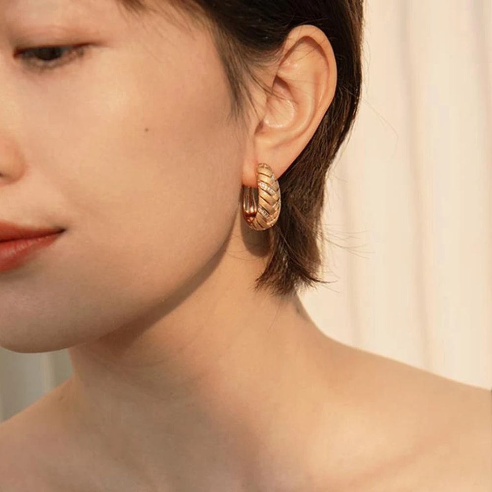 Vinregem Sparkling Lab Created Sapphire Gemstone Luxury Hoop Earrings for Women 18K Gold Plated 925 Sterling Silver Fine Jewelry