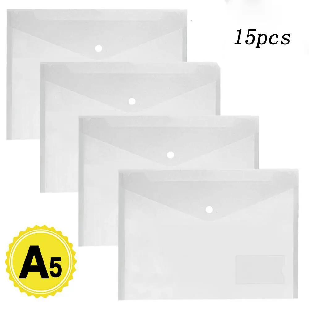 Button Wallet A5/A4 Document Bags Folders Plastic Transparent A5/A4 File Bag File holder