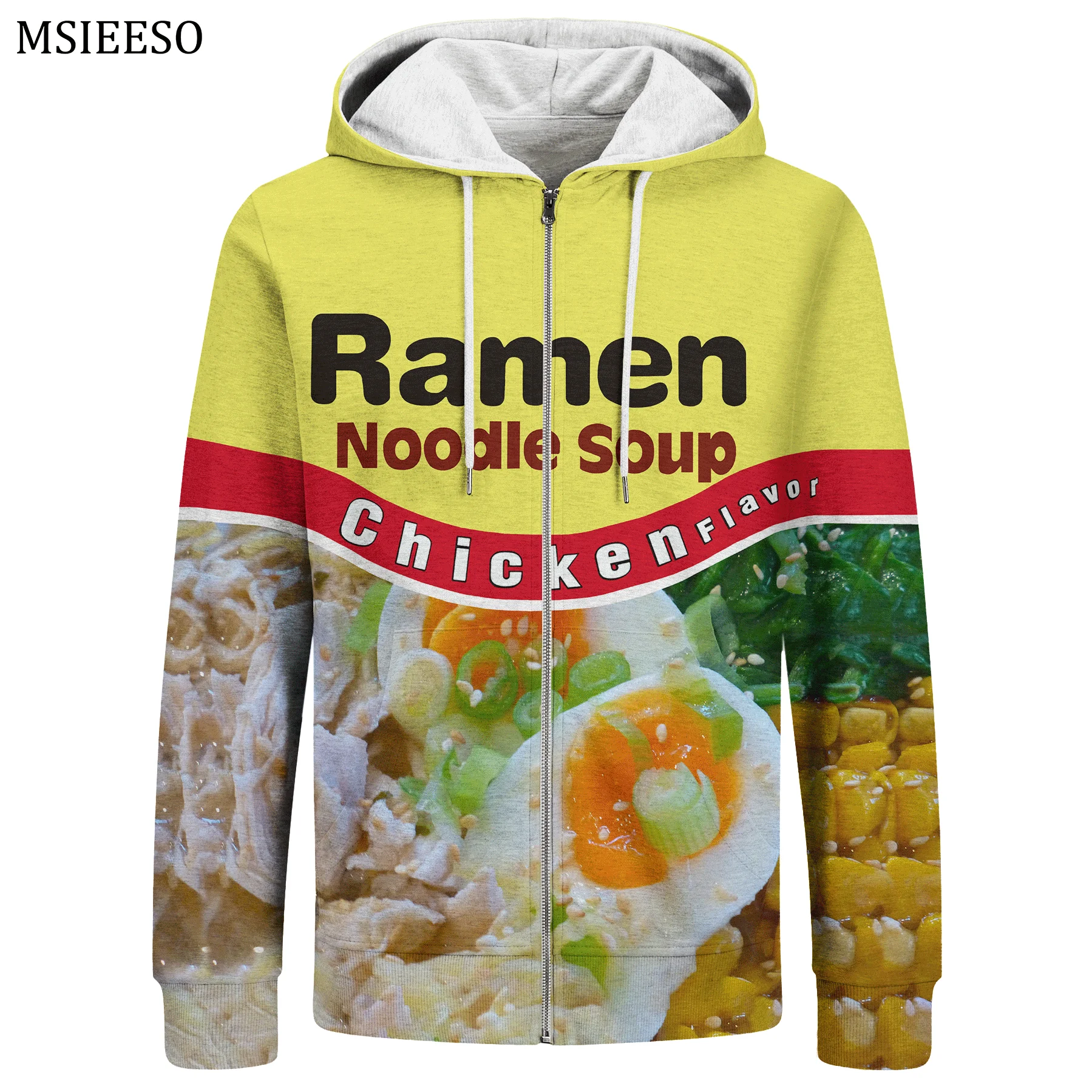 

MSIEESO Autumn Zipper Hoodie Gourmet Chicken Noodle Graphics Print Men Hoodie Casual Male Hooded Sweatshirt Pullover Zipper Coat