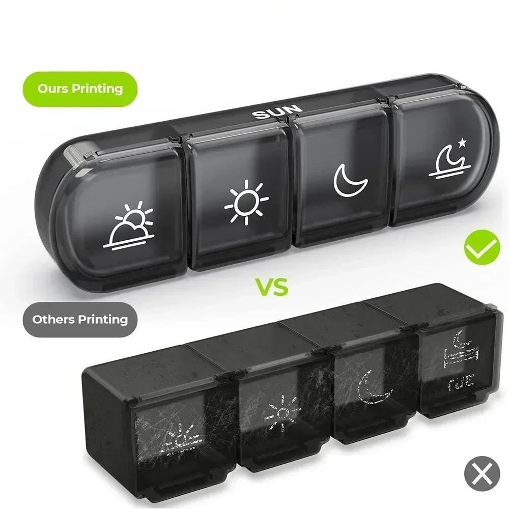 Pill Cases Box Organizer 7 Days 21/28 Grids 3/4 Times Portable Travel with Large Compartments for Vitamins Medicine Fish Oils
