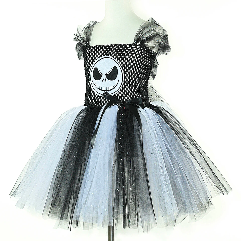 Nightmare before Christmas Jack Costumes for Girls Halloween Skeleton Fancy  Tutu Dress for Kids Black White Ghost Scary Outfits - AliExpress 1501